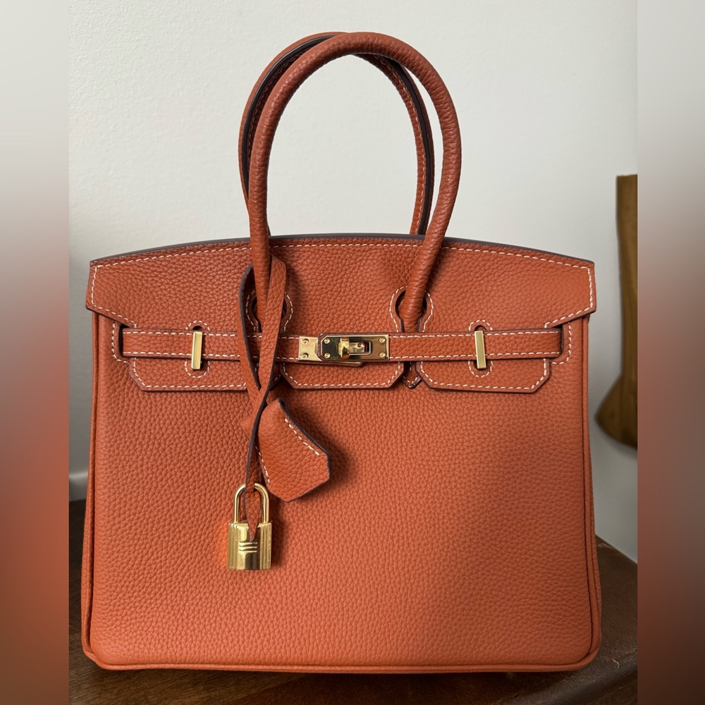 No name look alike Birkin in Cognac color